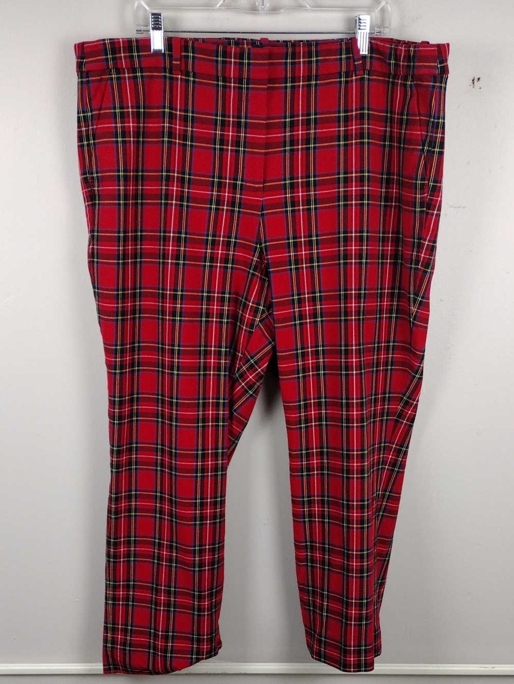 J. Crew Kallie Red Tartan Checkered Pattern High Rise Zip Up Ankle Trouser Pant